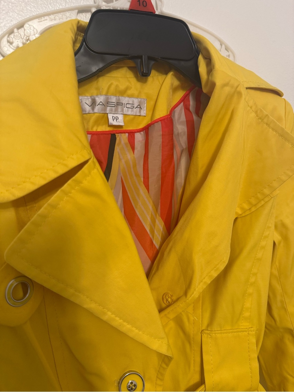 Women's Yellow Trench Coat with Waist Tie - Picture 2 of 3